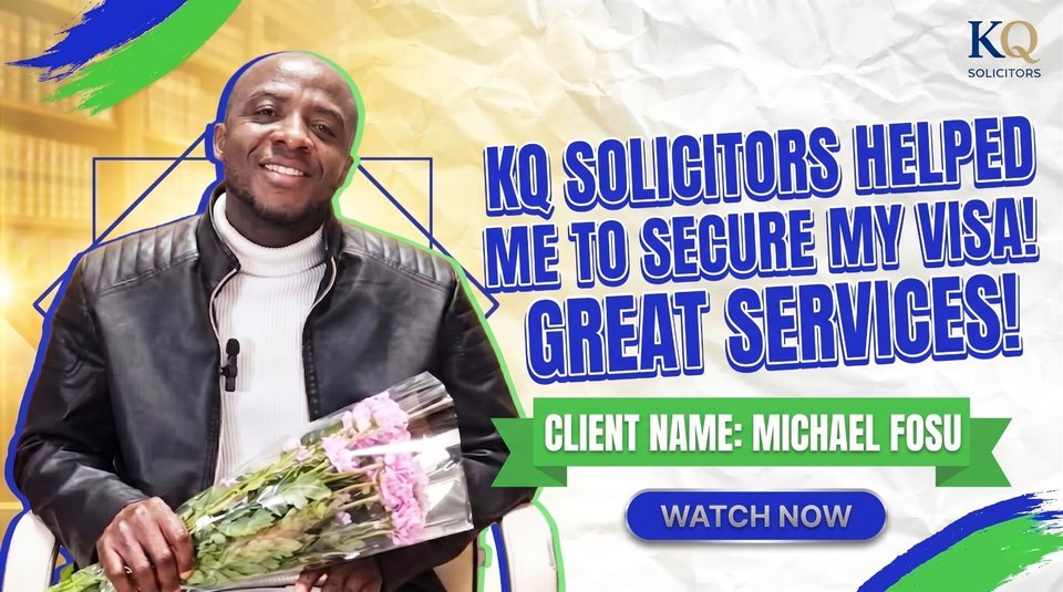 Michael Fosu client testimonial, KQ Solicitors helped secure my visa