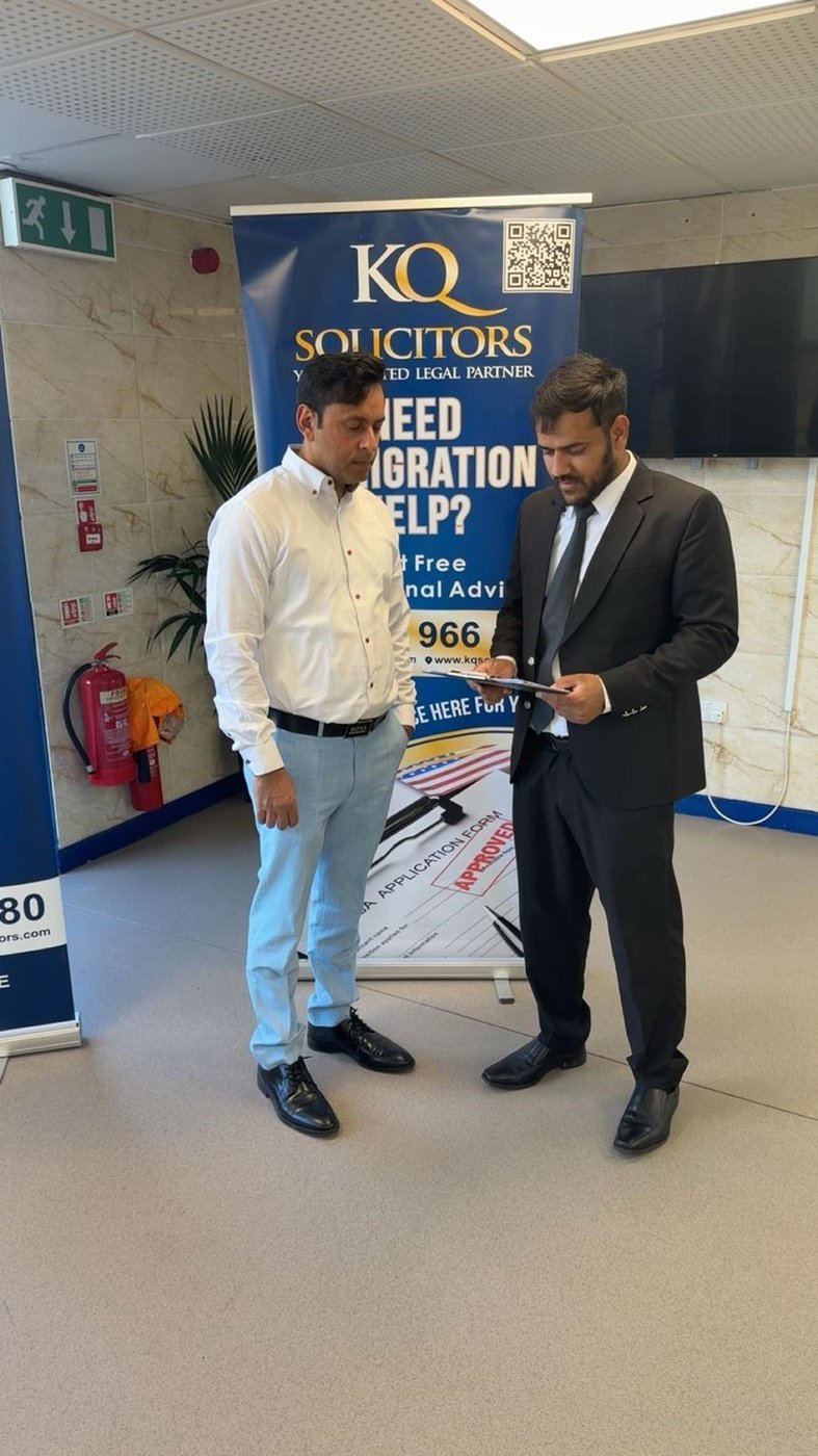 KQ Solicitors solicitor providing free immigration advice to a client at The Dallow Centre Luton